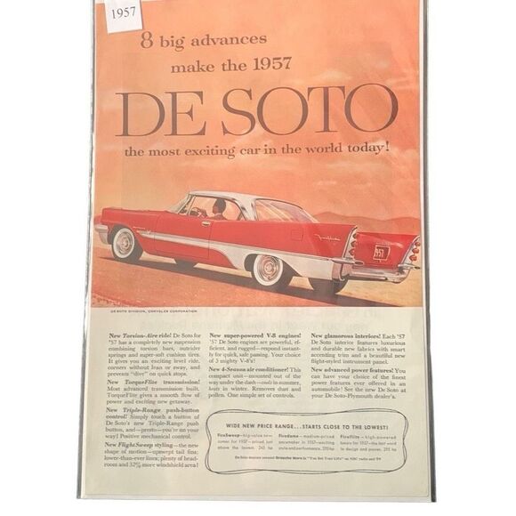 Vintage 1957 De Soto Most Exciting Car In The World Today Ad Advertisment - Picture 4 of 4